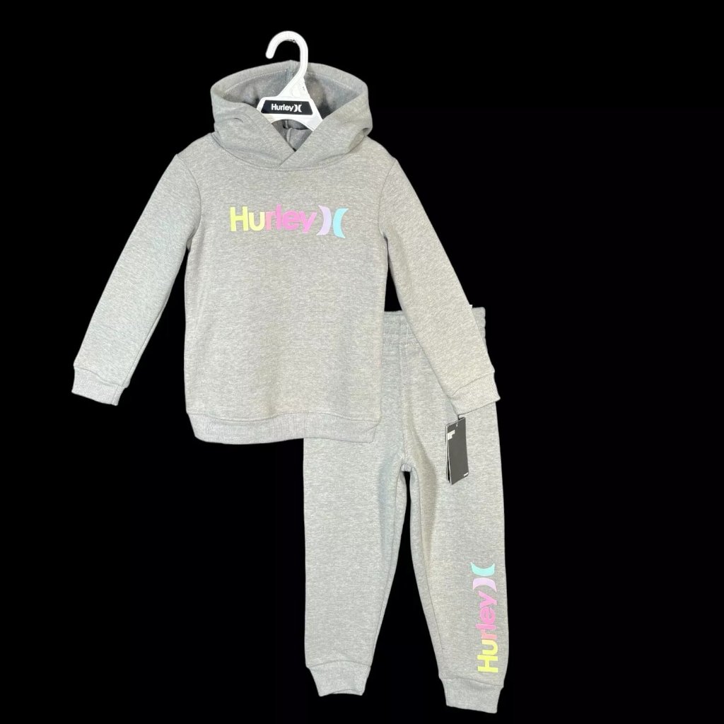 Hurley Toddler Girl's Fleece Hoodie & Sweatpants Set 4t Gray Warm & Cozy Fabric